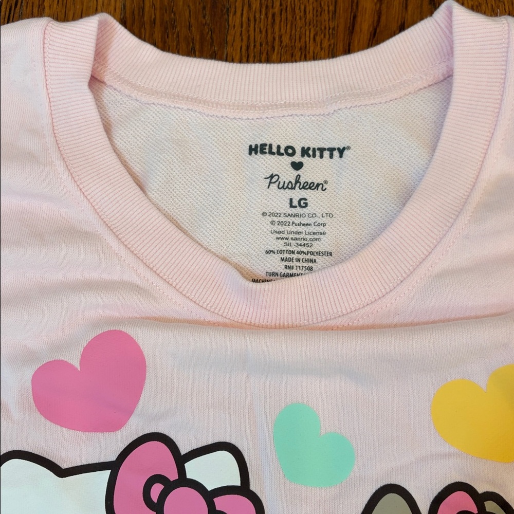Hello Kitty x Pusheen Sweets Girls Crop French Terry Sweatshirt Pink Size Large - Picture 4 of 7